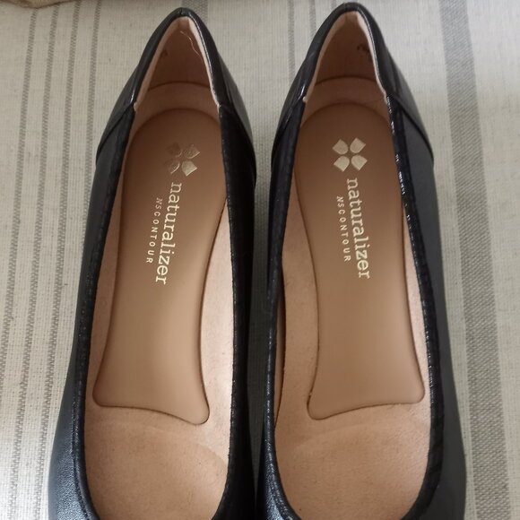 'NATURALIZER' N-5 'DOVE' Black Leather Ballet Wedge Size 8.5M New Without Box - Picture 7 of 14